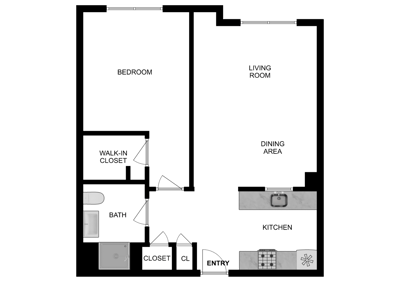 Architectural floor plan of a living space