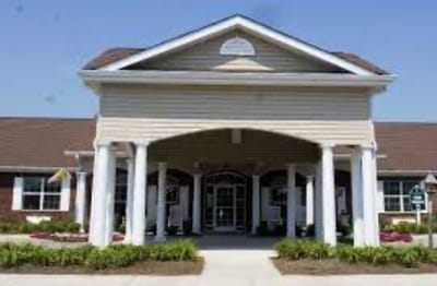 Exterior view of a senior living facility entrance