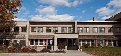 Front view of Belvedere Commons of Franklin building