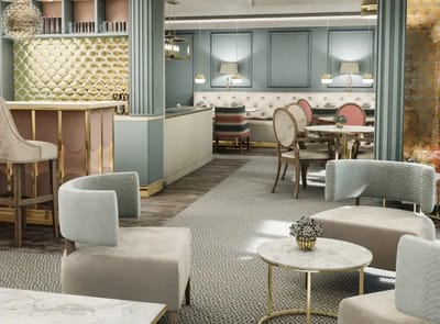 Elegant common area with dining and seating arrangements