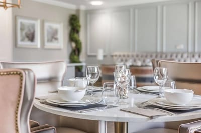 Elegant dining setup in a facility dining room
