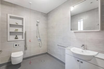 Modern bathroom with shower and sink