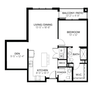 Architectural floor plan of a living space