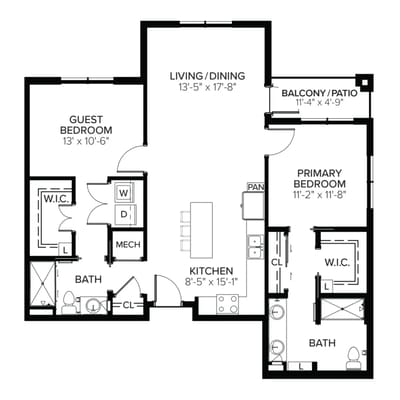 Architectural floor plan overview of living spaces