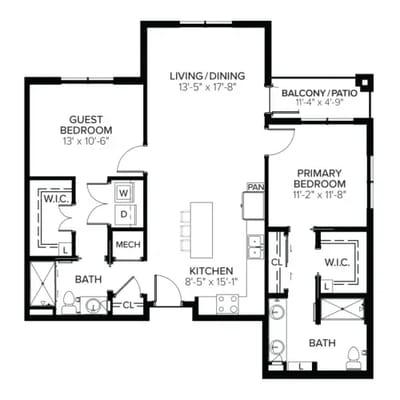 Architectural floor plan layout of a residence