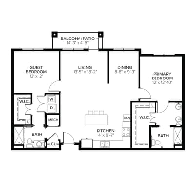 Architectural floor plan of a living space