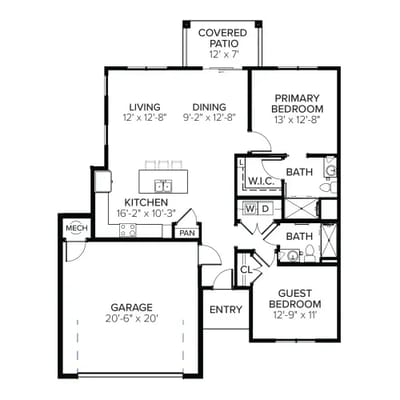 Architectural floor plan with labeled rooms
