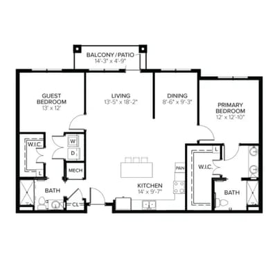 Architectural floor plan of a residential unit