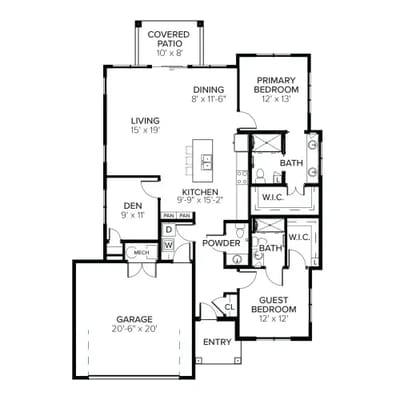 Architectural floor plan of a residential layout