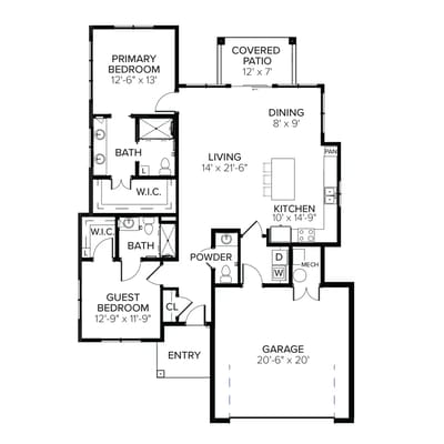 Architectural floor plan of a residence