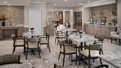 Bright and inviting dining area in the facility