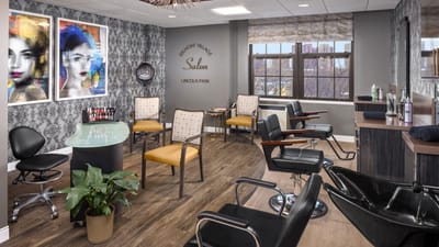 Interior view of the salon area in Belmont Village