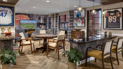 Interior common area with games and comfortable seating