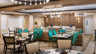 Dining area with modern decor and seating