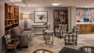 Cozy common area with seating and decor