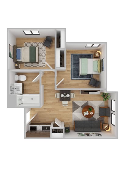 Floor plan of a senior living apartment layout
