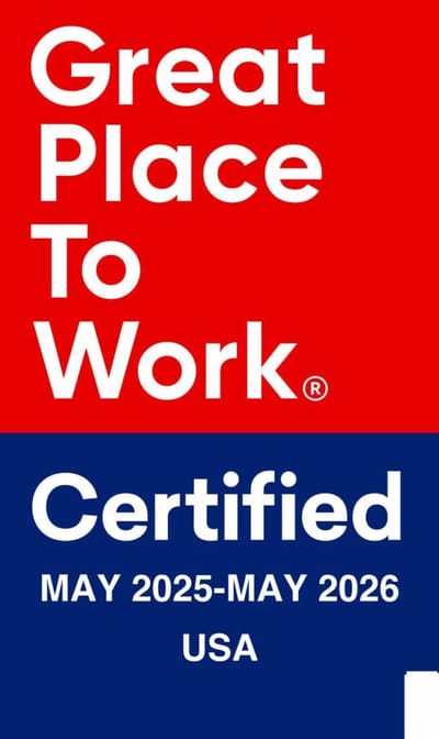 Company logo with certification details