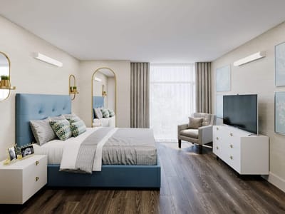 Modern private room in a senior living facility