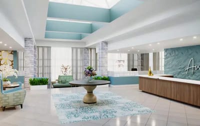 Bright and welcoming reception area with seating