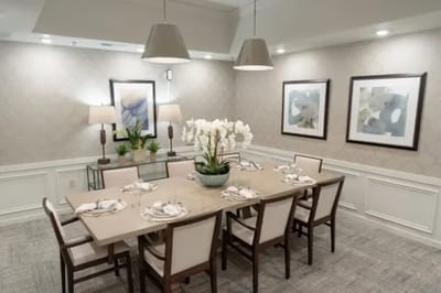 Elegant dining room set for a meal