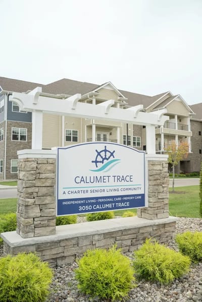 Exterior sign for Calumet Trace senior living community