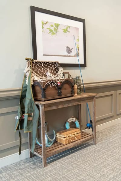 Decorative table with nautical theme in common area