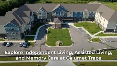 Aerial view of Calumet Trace senior living community