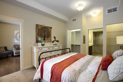 Cozy bedroom interior with modern decor