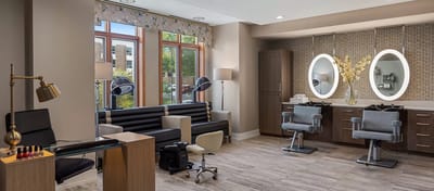 Hair salon area within a senior living facility