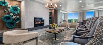 Bright lobby area with modern decor