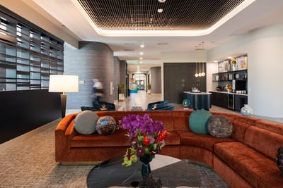 Bright and modern common area with comfortable seating