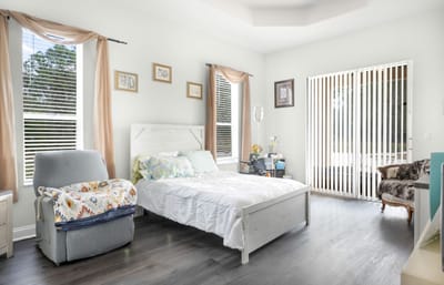 Bright and welcoming interior of a private resident room
