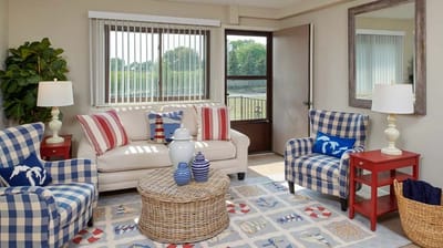 Cozy interior of a lounge area with seating
