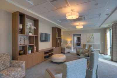 A cozy lounge area with comfortable seating