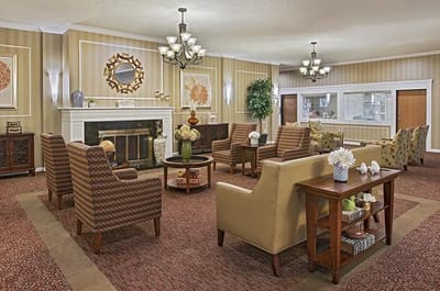 Common area with comfortable seating and decorative elements