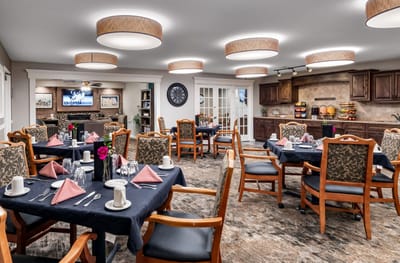 A beautifully set dining room with elegant decor