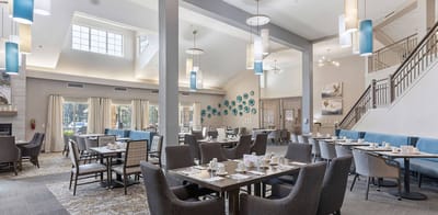 Dining area with tables set for meals