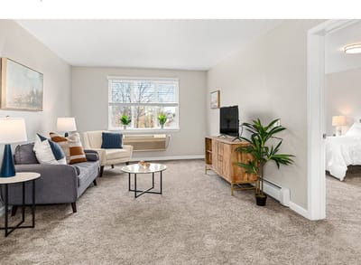 Bright interior living space with modern décor
