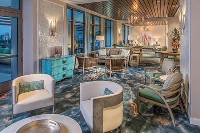 Bright and inviting common area with modern furniture