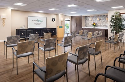 Interior view of a meeting room with empty chairs