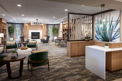 Bright and welcoming common area with cozy seating