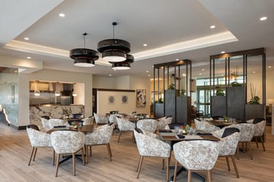 Bright and modern dining area with elegant seating