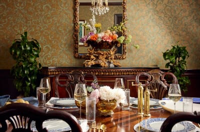 Elegant dining room set for a meal