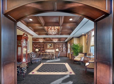 Elegant interior lounge area with plush seating