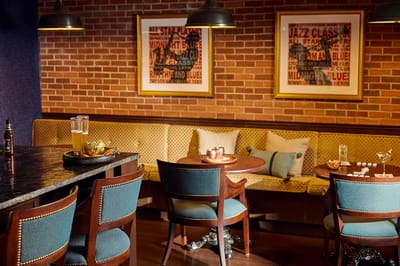 Cozy lounge area with seating and decor
