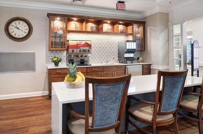 Interior common area with coffee station and seating