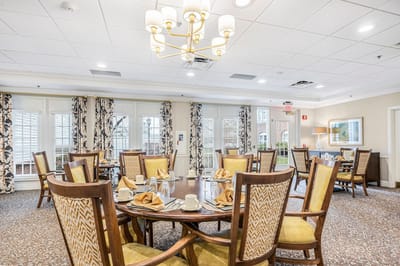 Dining room setup with an elegant table arrangement