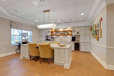 Bright and modern common area with kitchen facilities