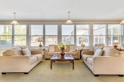 Bright and cozy common area with comfortable seating