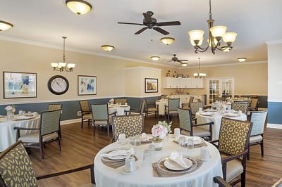 Bright dining room set for a meal with elegant decor
